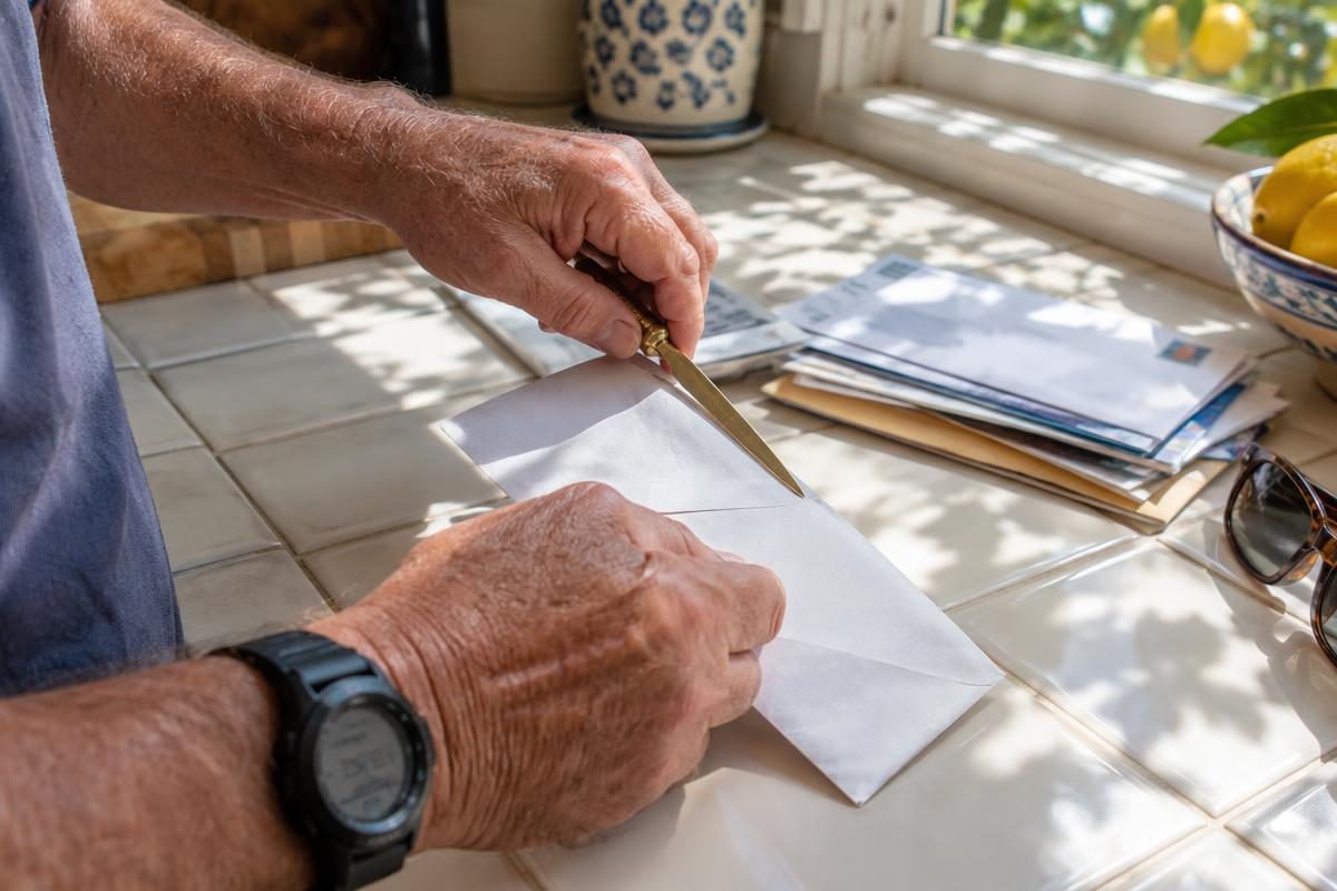 Opening a Medicare premium letter after checking the surcharge with an IRMAA calculator