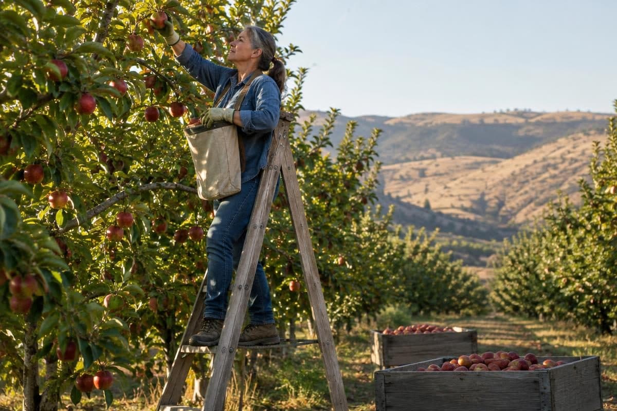 Early retiree climbing an orchard ladder, a nod to the plan a Roth conversion ladder calculator maps out